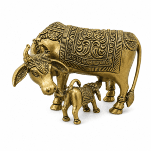 KALARAMBH Brass Cow & Calf 2.5 Inch, 1 Pcs