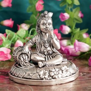 KALARAMBH base Brass and Silver Plating Bal Krishna 3 Inch, Pcs