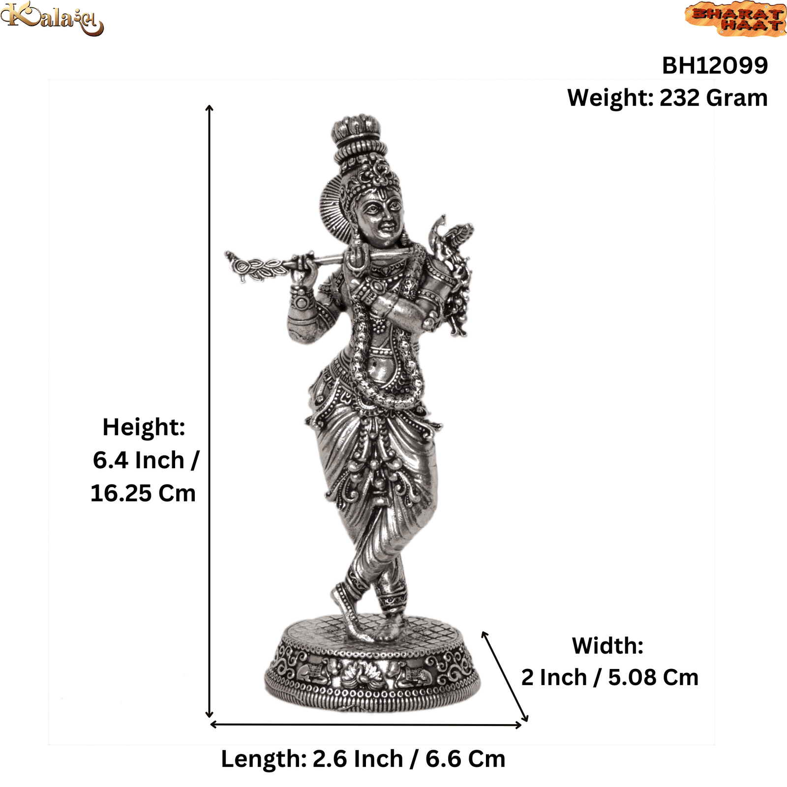 BH12099_S KALARAMBH Silver Krishna 6.4 Inch, Pcs