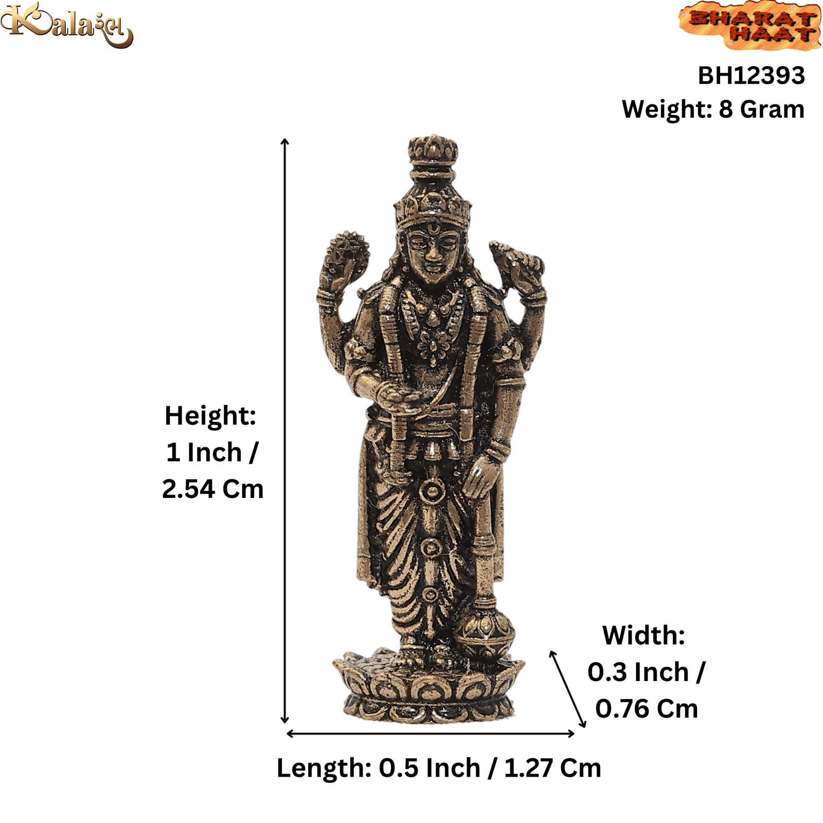 BH12393_S KALARAMBH Brass vishnu 1 Inch, 1 Pcs