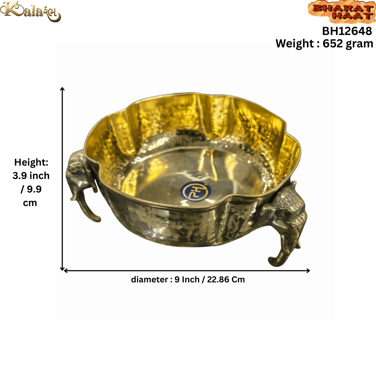 Brass Urli With elephant stand 3.9 Inch KBH12648 Brass Urli With elephant stand 3.9 Inch KBH12648