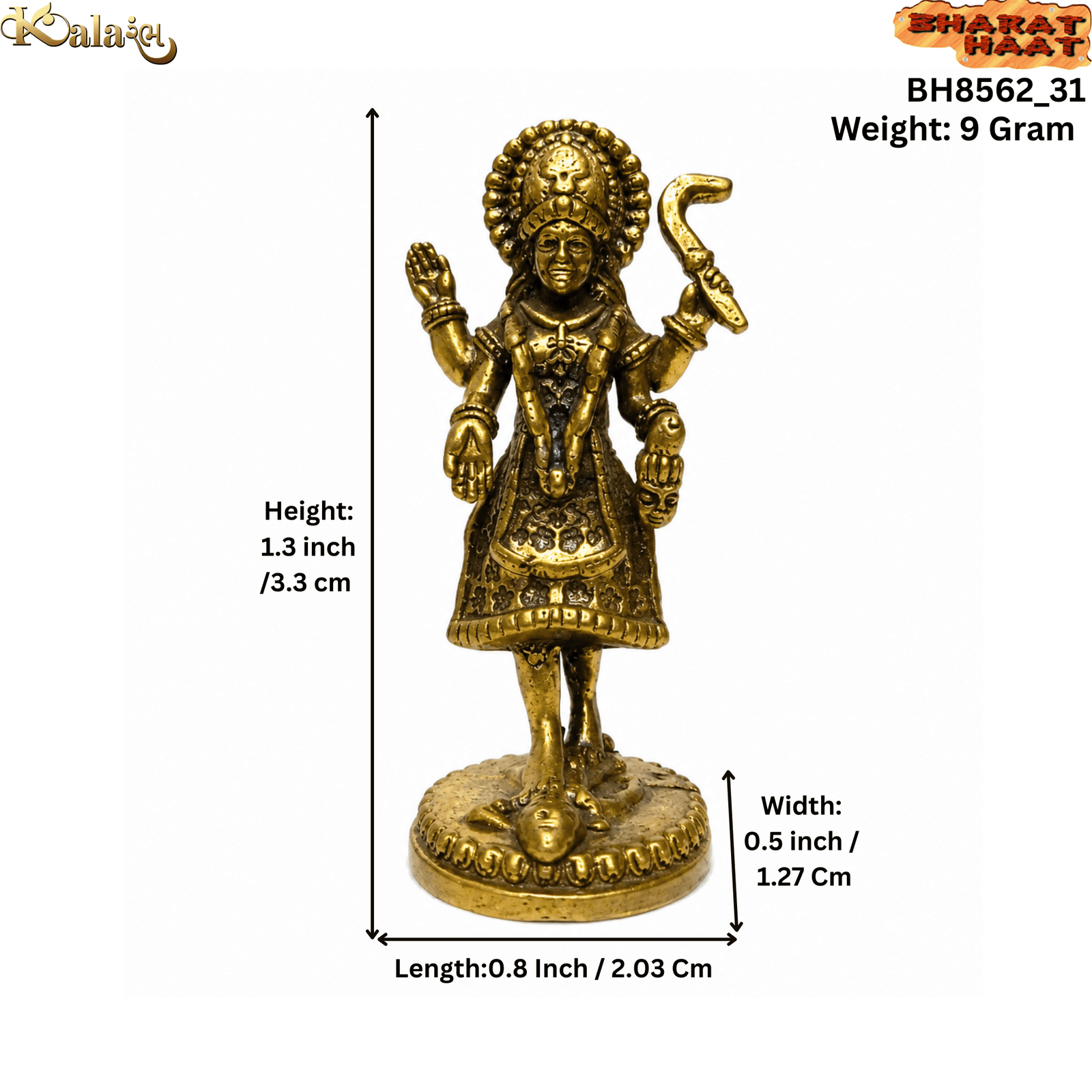 Brass Kali maa 1.3 Inch KBH8562_31 Brass Kali maa 1.3 Inch KBH8562_31