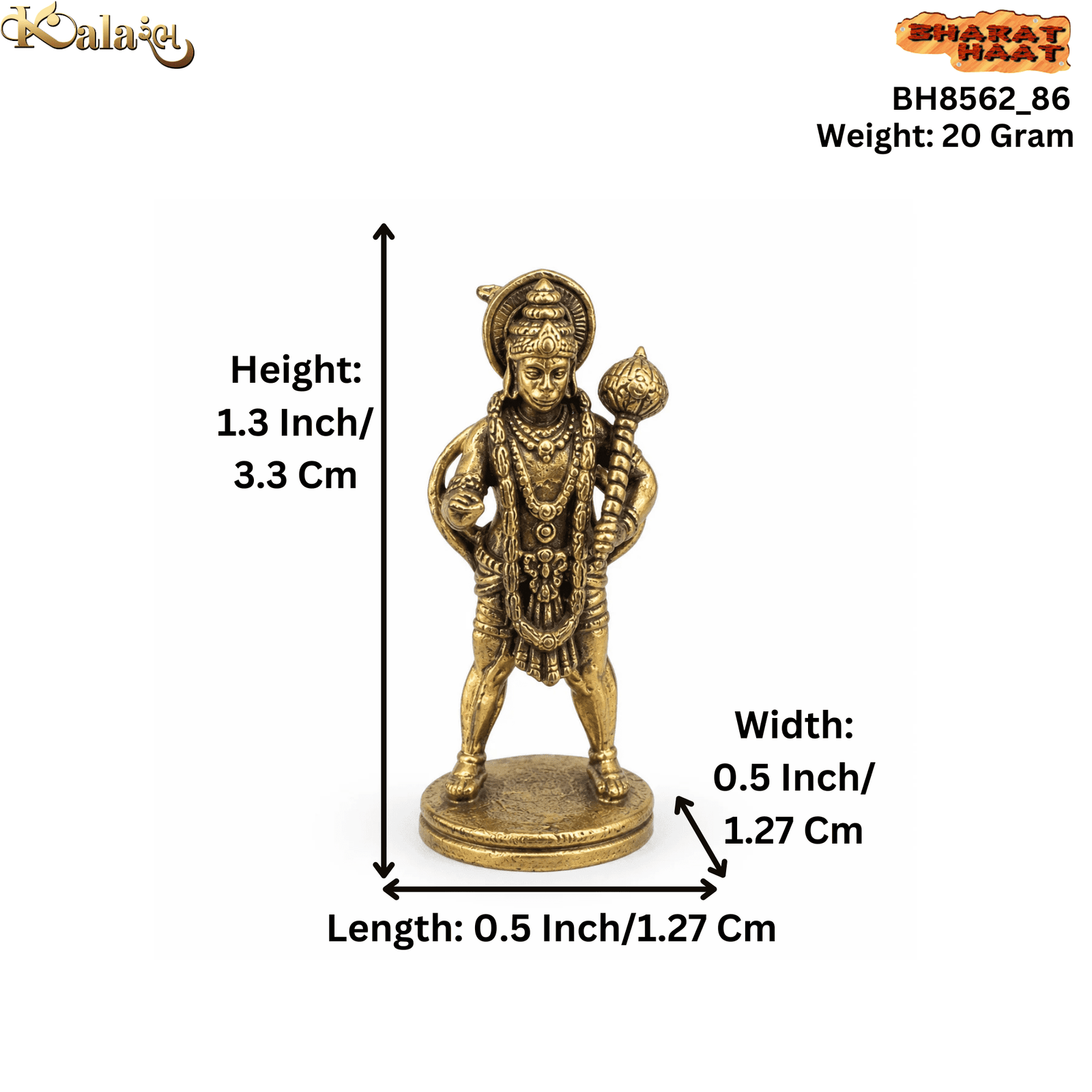 Brass Hanuman 1.3 Inch KBH8562_86 Brass Hanuman 1.3 Inch KBH8562_86