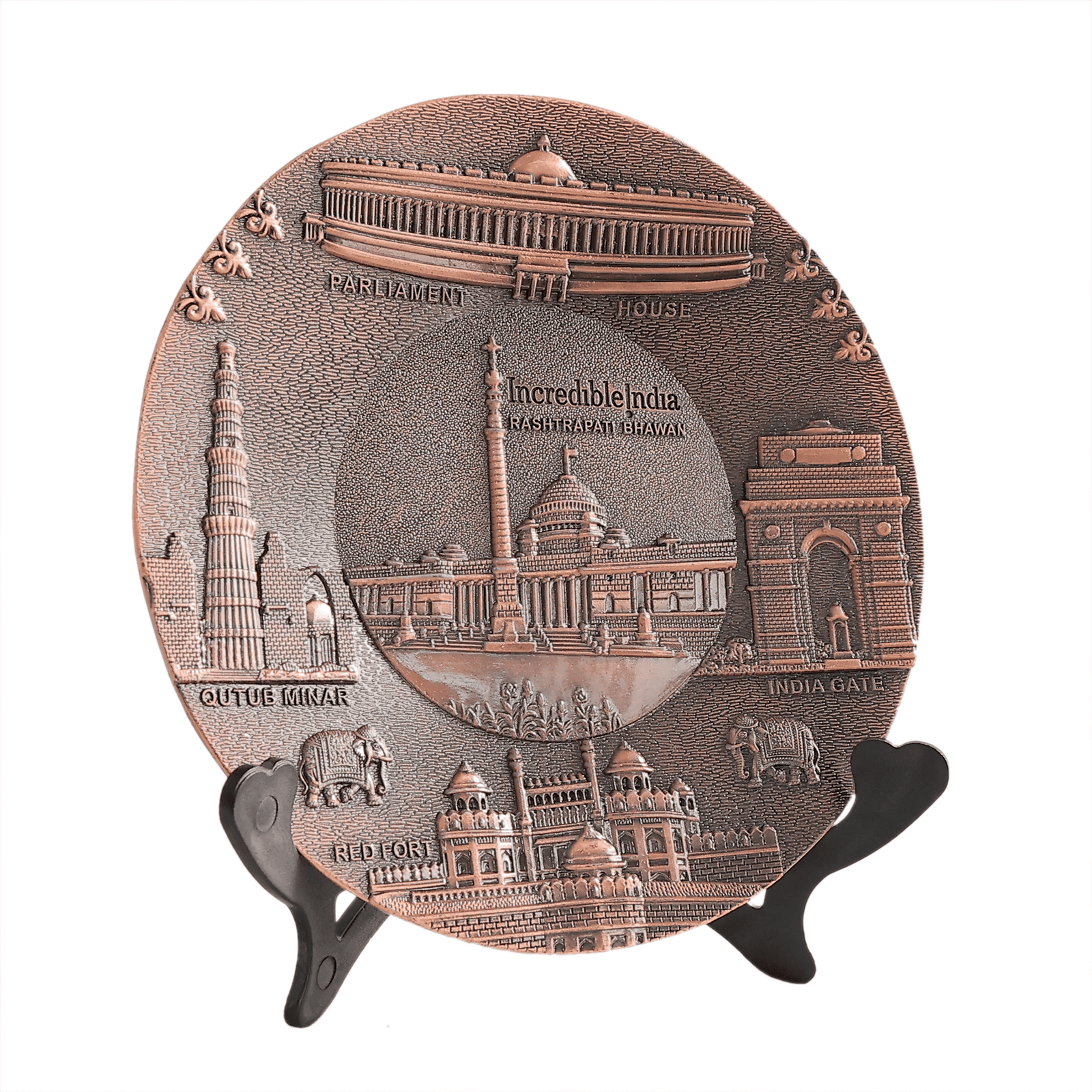 BHB12283_3 KALARAMBH velvet Metal Plate Delhi -GN With Box 2.2 Inch, 1 Pcs