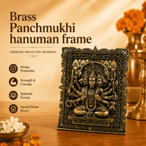 Brass Panchmukhi hanuman frame 3 Inch KBH12612