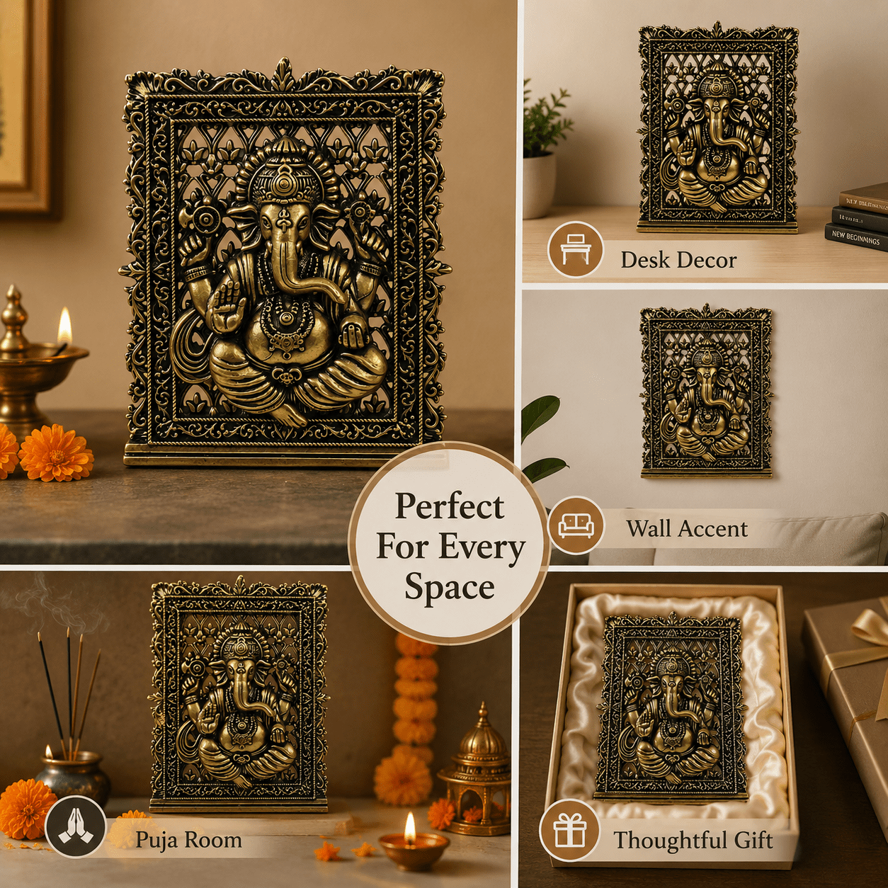 Brass Ganesh Frame 3 Inch KBH12615 Brass Ganesh Frame 3 Inch KBH12615