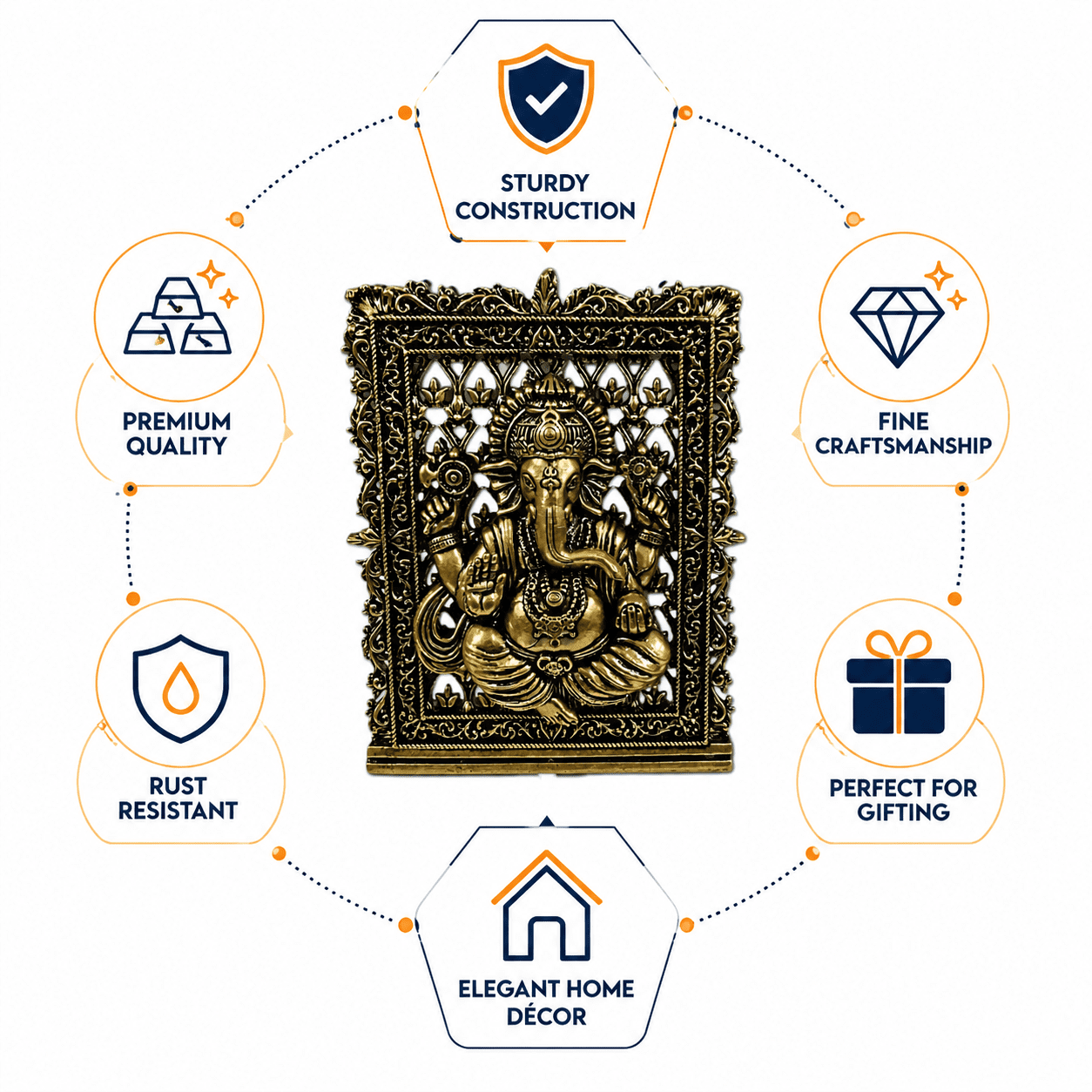 Brass Ganesh Frame 3 Inch KBH12615 Brass Ganesh Frame 3 Inch KBH12615