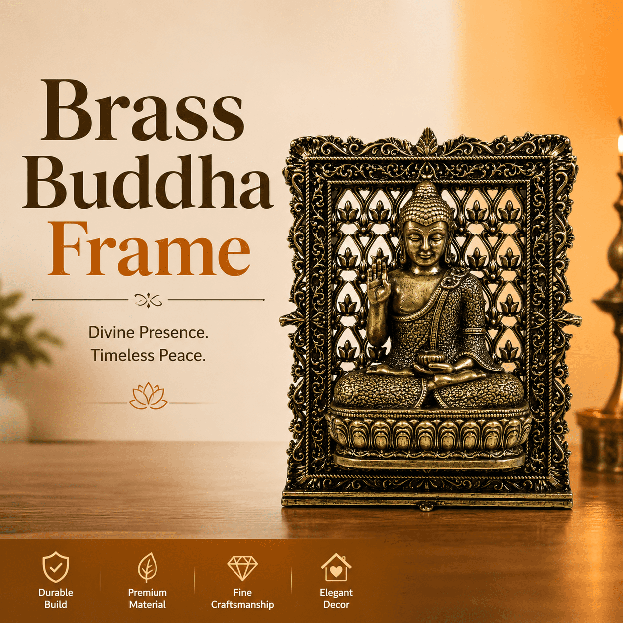 Brass Buddha Frame 3 Inch KBH12616 Brass Buddha Frame 3 Inch KBH12616