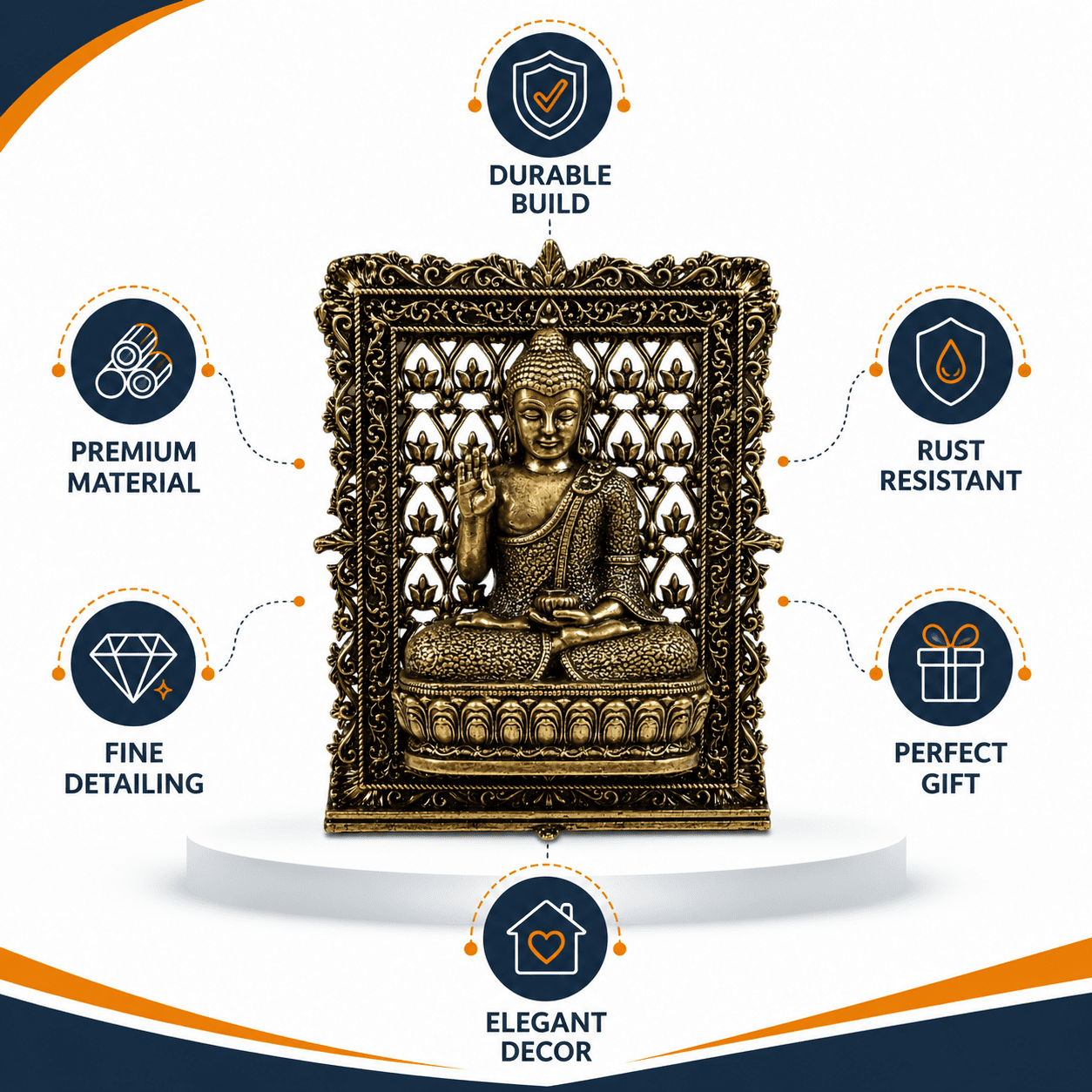 Brass Buddha Frame 3 Inch KBH12616 Brass Buddha Frame 3 Inch KBH12616