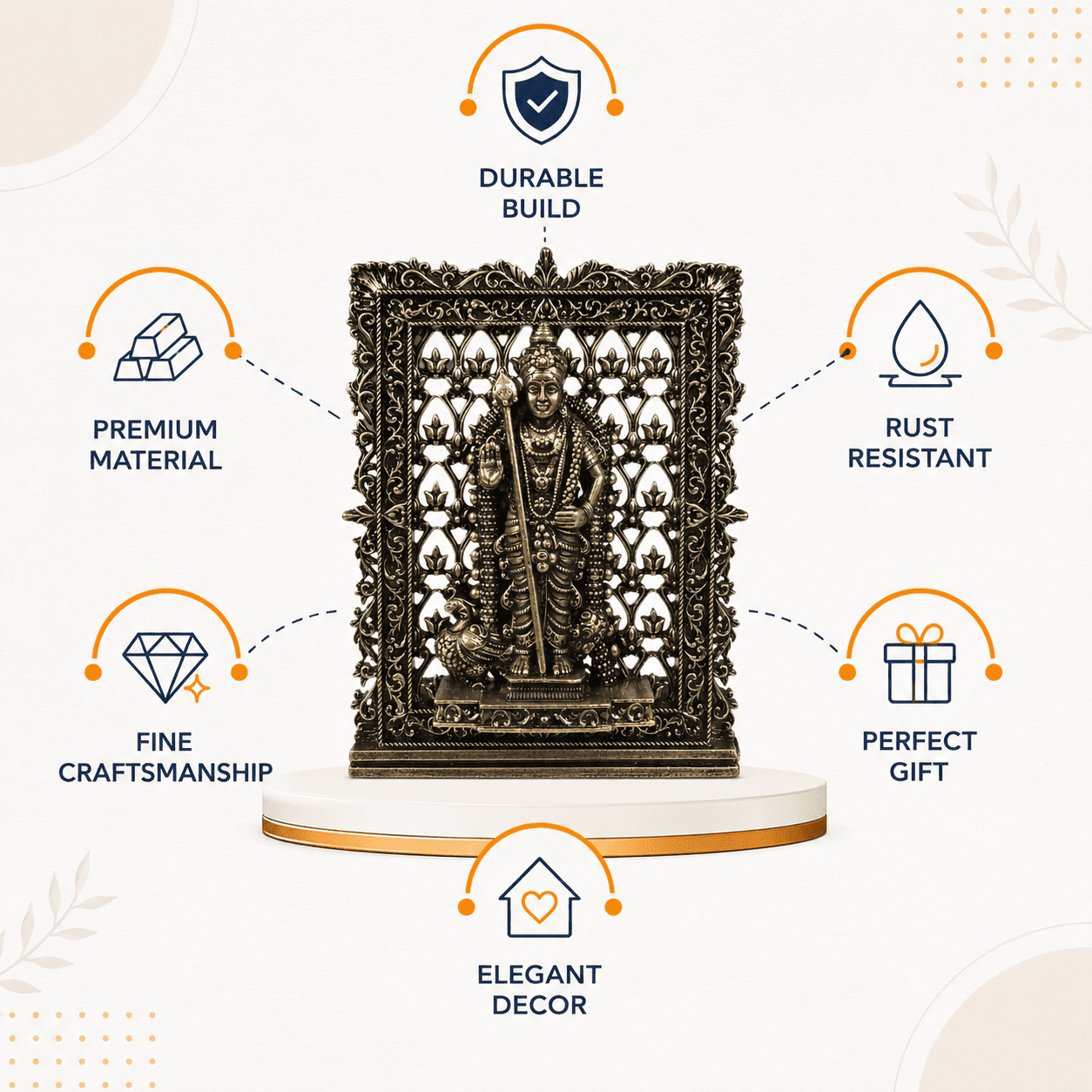 Brass Kartikeya (murgan ) Frame 3 Inch KBH12618 Brass Kartikeya (murgan ) Frame 3 Inch KBH12618