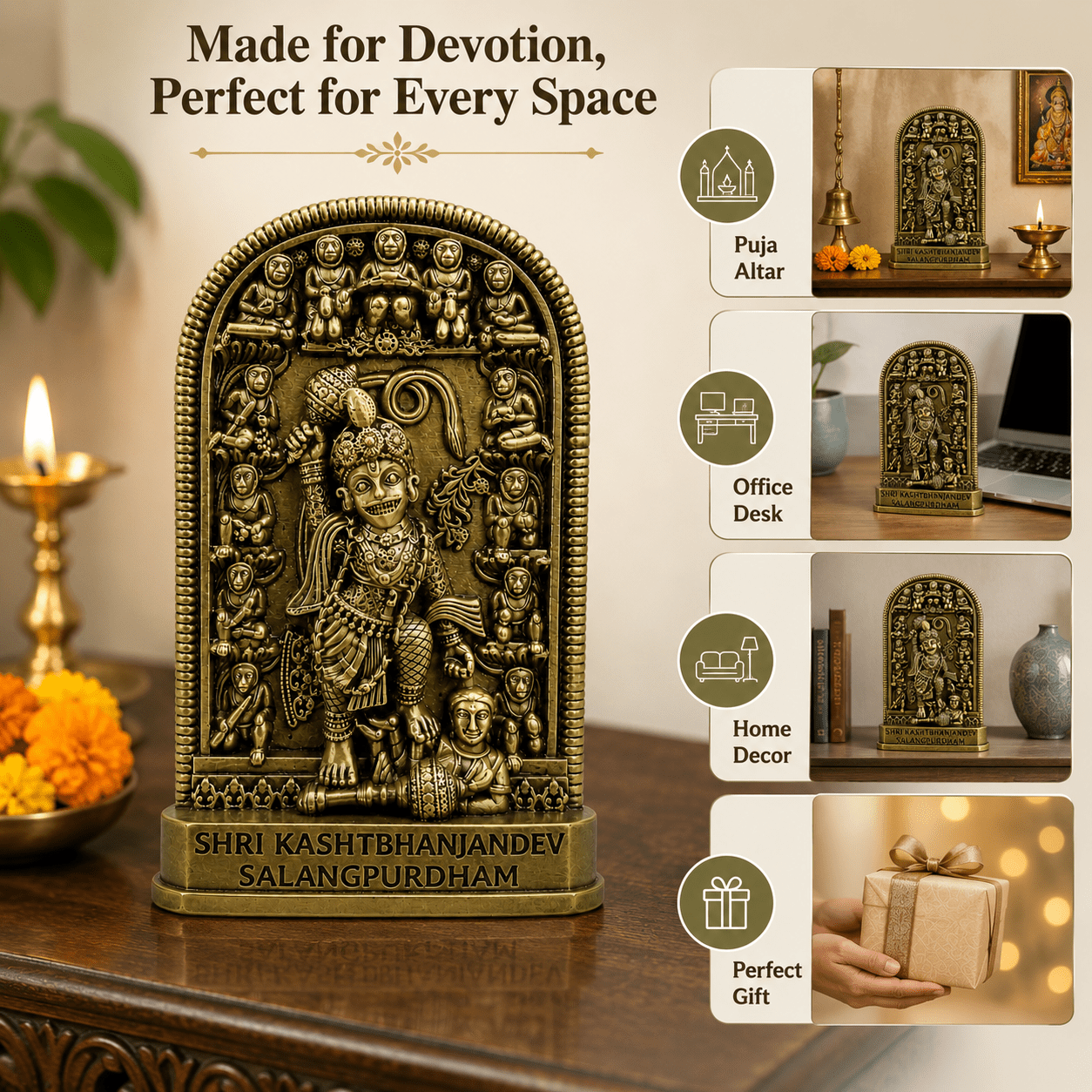 Brass Shri Kasthabhanjan Sarangpurdham 4 Inch KBH12622 Brass Shri Kasthabhanjan Sarangpurdham 4 Inch KBH12622