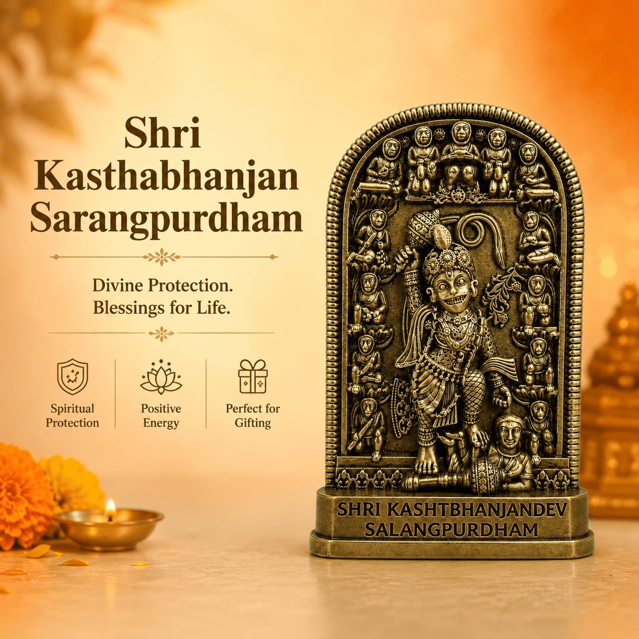 Brass Shri Kasthabhanjan Sarangpurdham 4 Inch KBH12622 Brass Shri Kasthabhanjan Sarangpurdham 4 Inch KBH12622