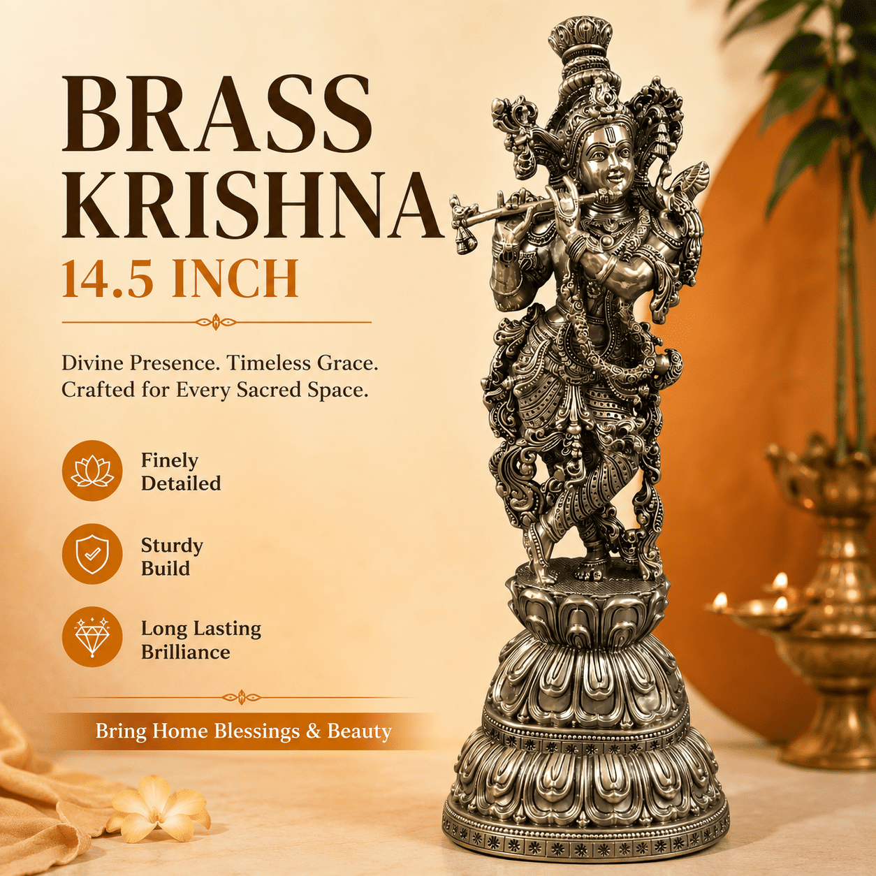 brass Krishna 14.5 Inch KBH12610 brass Krishna 14.5 Inch KBH12610