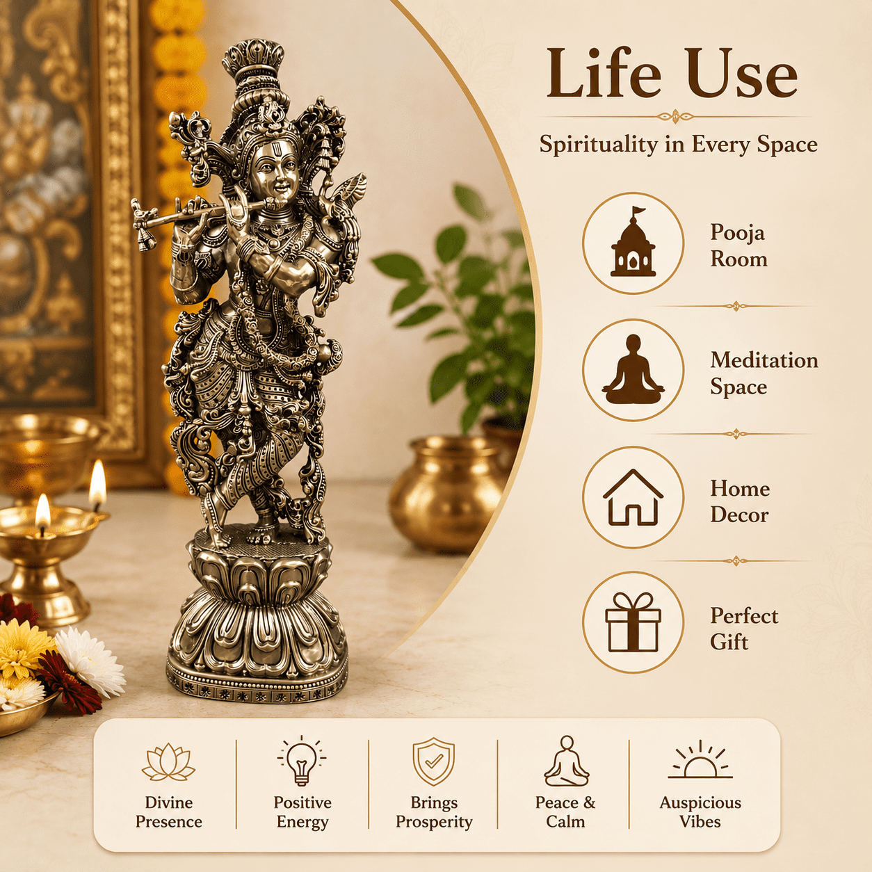 brass Krishna 14.5 Inch KBH12610 brass Krishna 14.5 Inch KBH12610