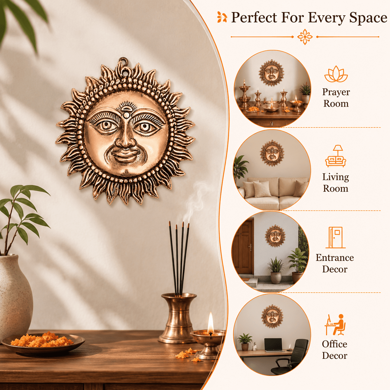 Brass Sun wall hanging copper 8 Inch KBH12643 Brass Sun wall hanging copper 8 Inch KBH12643