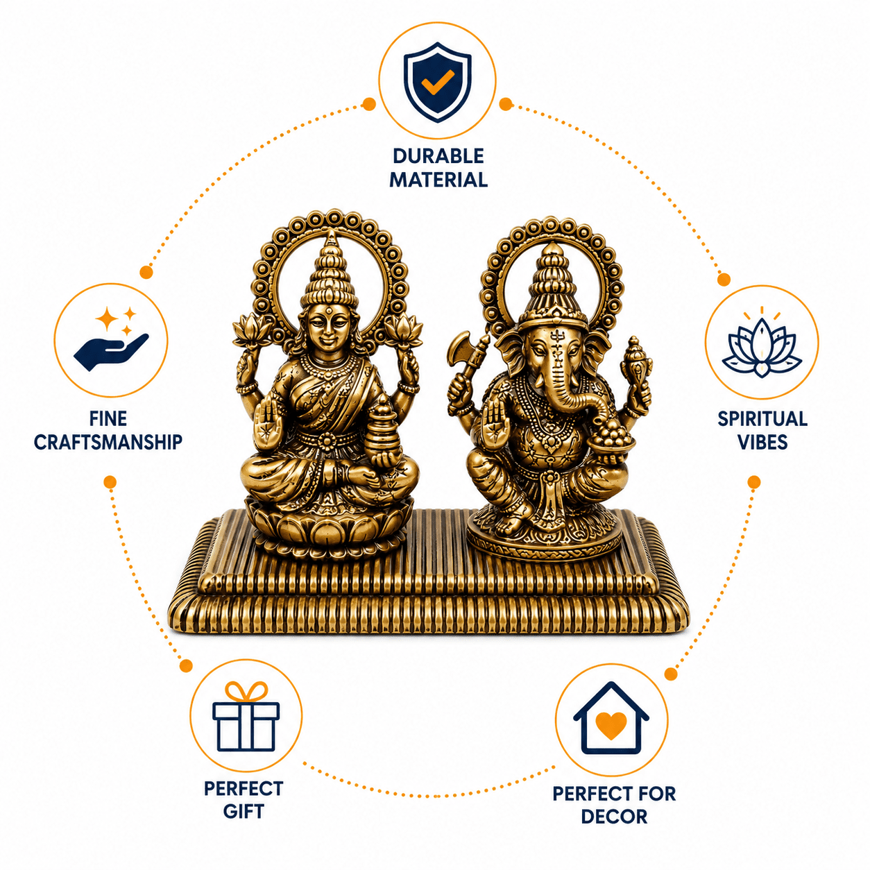 Brass Ganesha & lakshmi 1.5 Inch KBH10030 Brass Ganesha & lakshmi 1.5 Inch KBH10030
