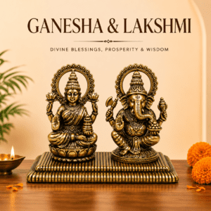 Brass Ganesha & lakshmi 1.5 Inch KBH10030