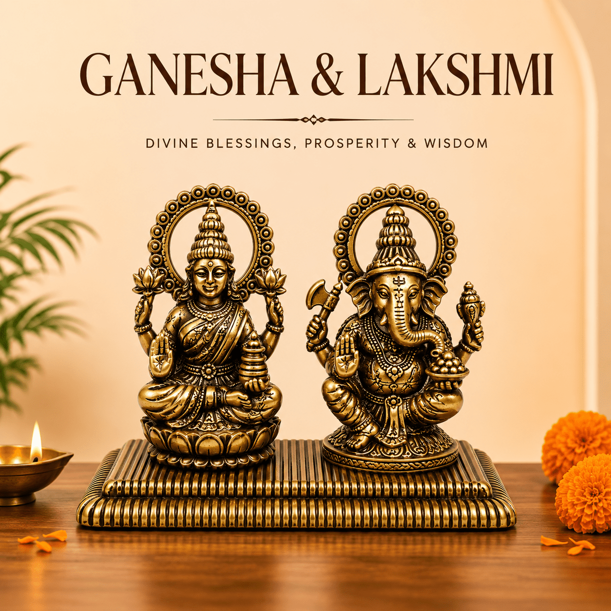 Brass Ganesha & lakshmi 1.5 Inch KBH10030 Brass Ganesha & lakshmi 1.5 Inch KBH10030