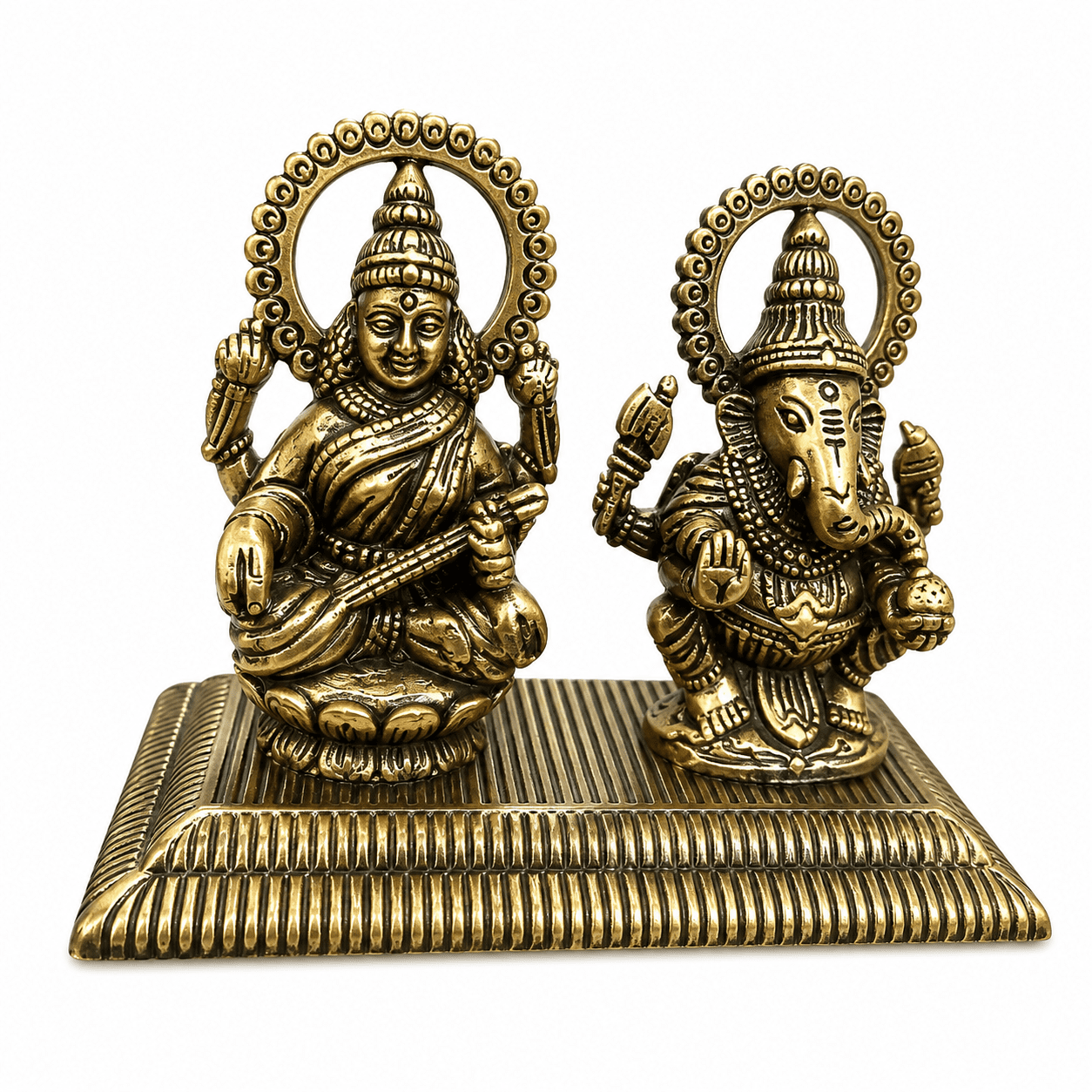 Brass Ganesha & lakshmi 1.5 Inch KBH10030 Brass Ganesha & lakshmi 1.5 Inch KBH10030