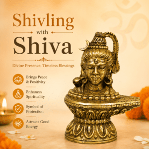 Brass Shivling with Shiva 1.2 Inch KBH8562_104