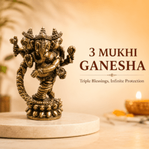 Brass 3 Mukhi Ganesha 1.2 Inch KBH8562_58