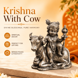 Brass Krishna With Cow 1 Inch KBH8562_107