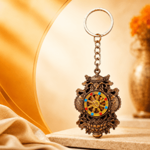 Brass TIBETAN VICTORY BANNER KeyChain with Ring 2.3 Inch KBH09963