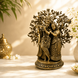 Brass Radhe Krishna With tree 6.2 Inch KBH12694