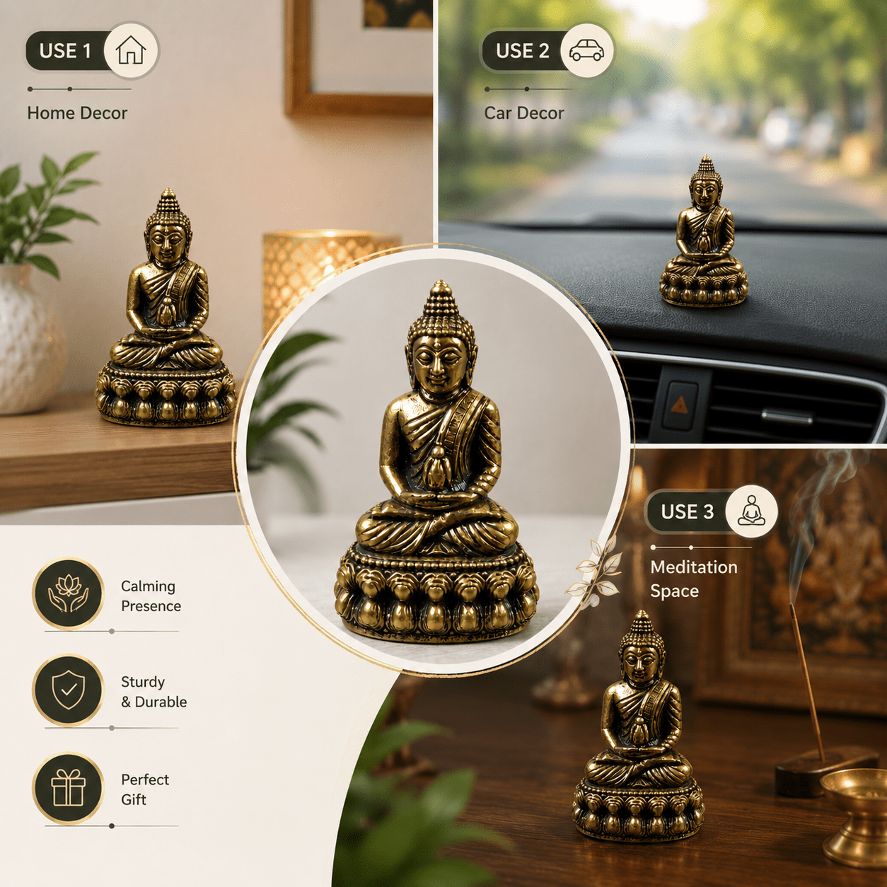 Brass Budha 1.4 Inch KBH8562_26 Brass Budha 1.4 Inch KBH8562_26