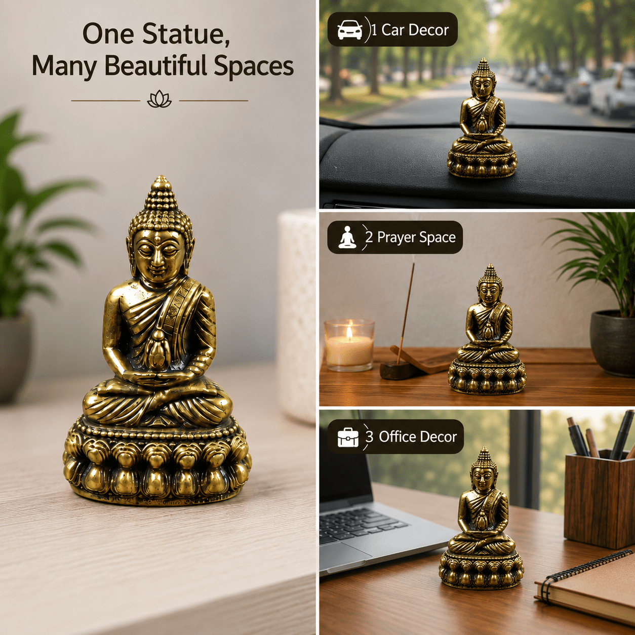 Brass Budha 1.4 Inch KBH8562_26 Brass Budha 1.4 Inch KBH8562_26