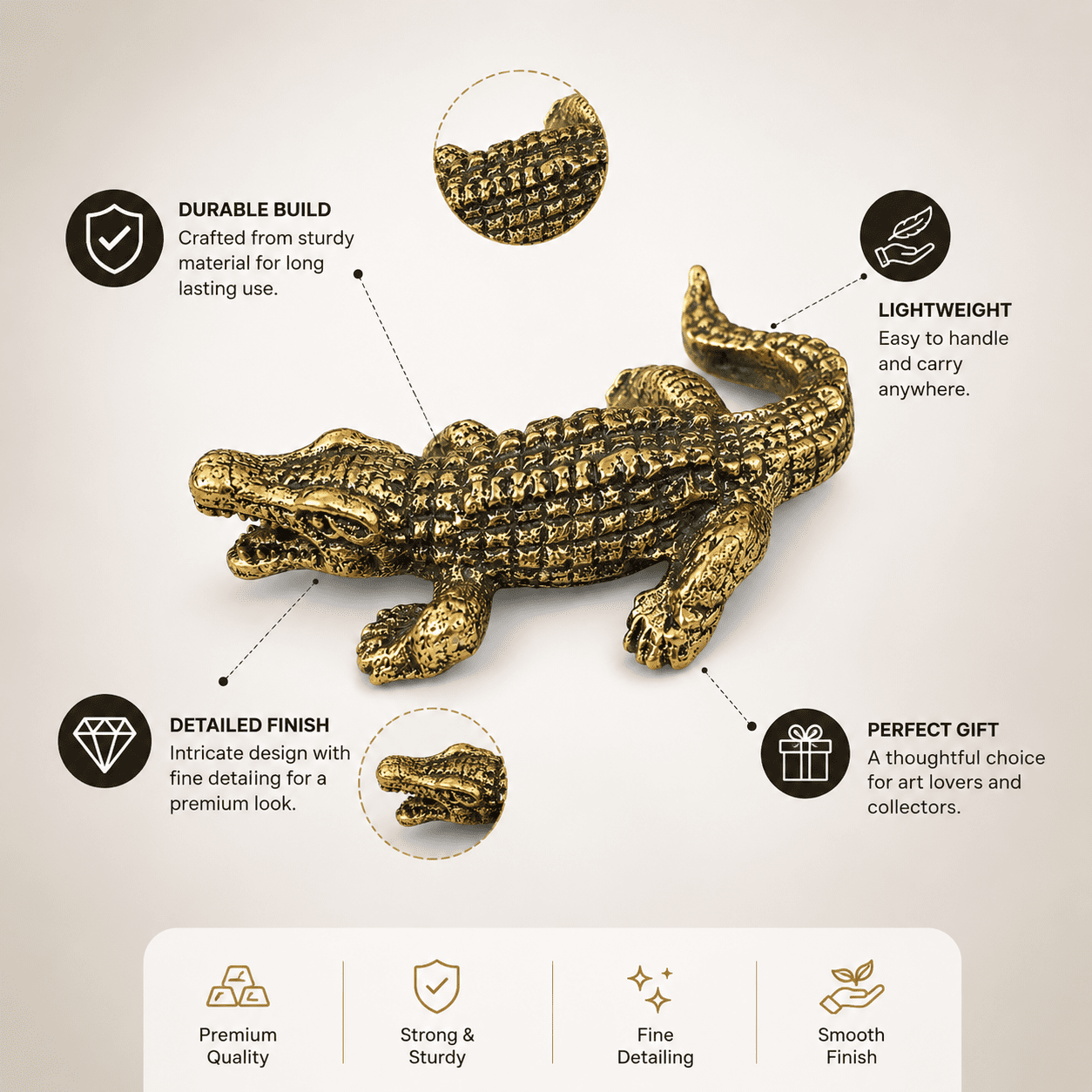 Brass Crocodile 0.3 Inch BH8562_30 Brass Crocodile 0.3 Inch BH8562_30