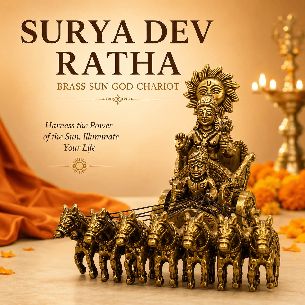 Surya On His Seven Horses Chariot BH10526 Surya On His Seven Horses Chariot BH10526