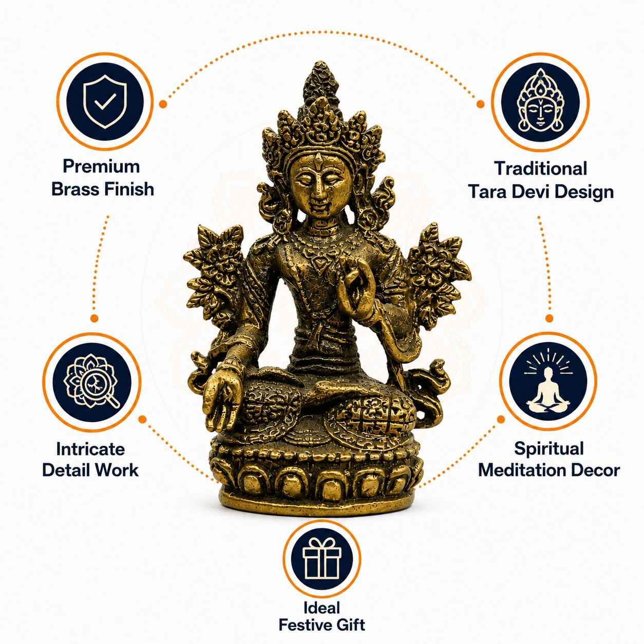Brass Tara Devi 1.8 Inch BH10209 Brass Tara Devi 1.8 Inch BH10209