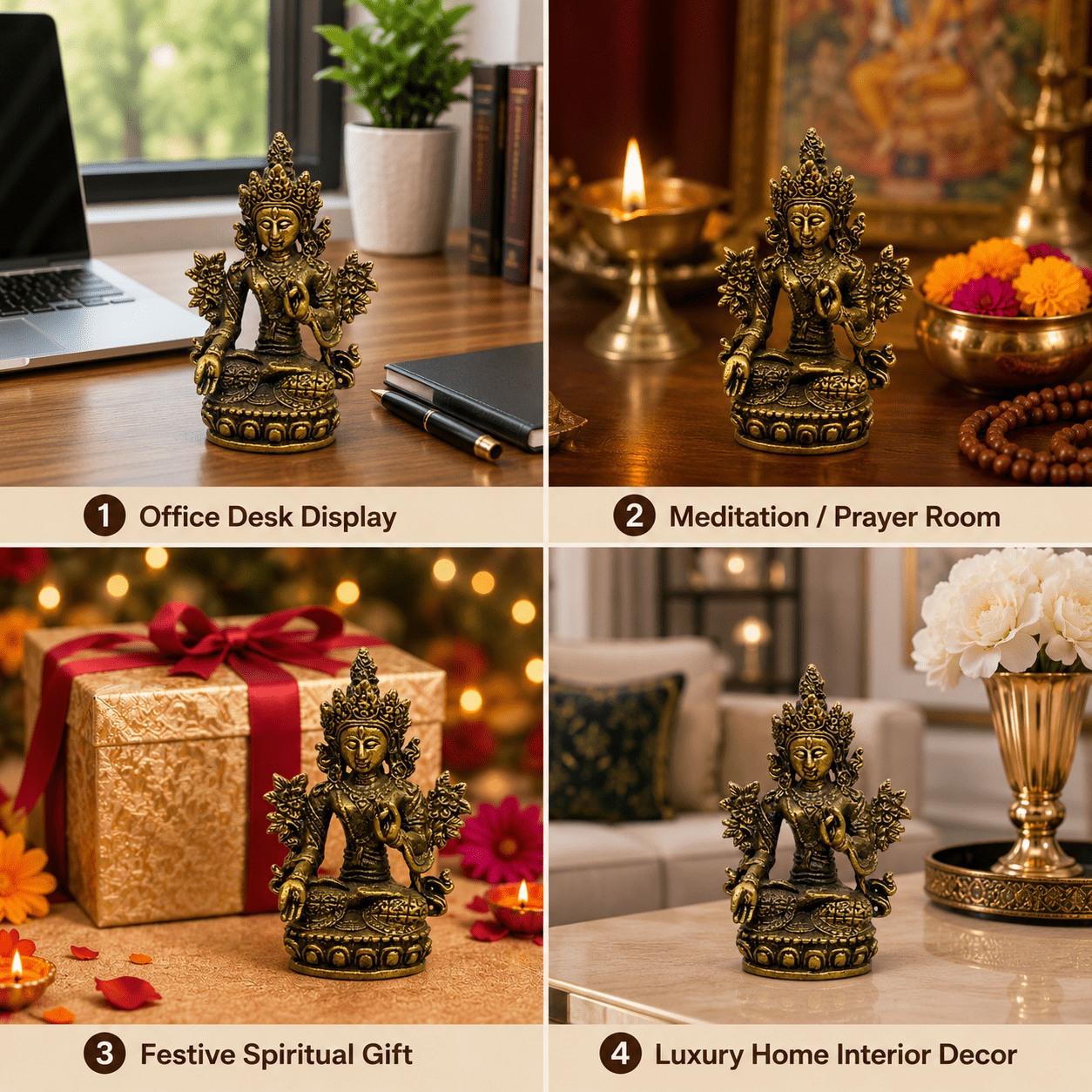 Brass Tara Devi 1.8 Inch BH10209 Brass Tara Devi 1.8 Inch BH10209