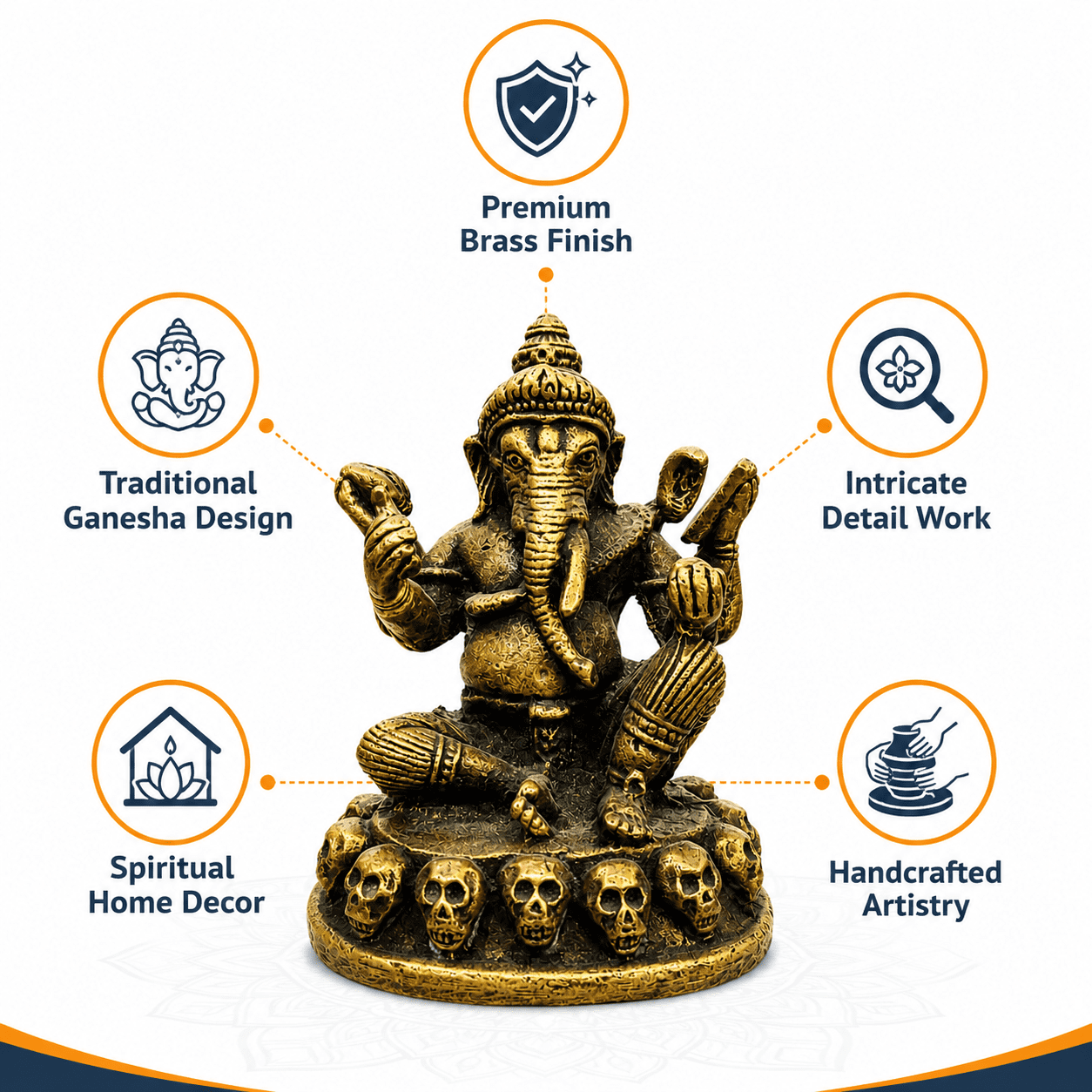 Brass Ganesha 1.8 Inch BH10216 Brass Ganesha 1.8 Inch BH10216