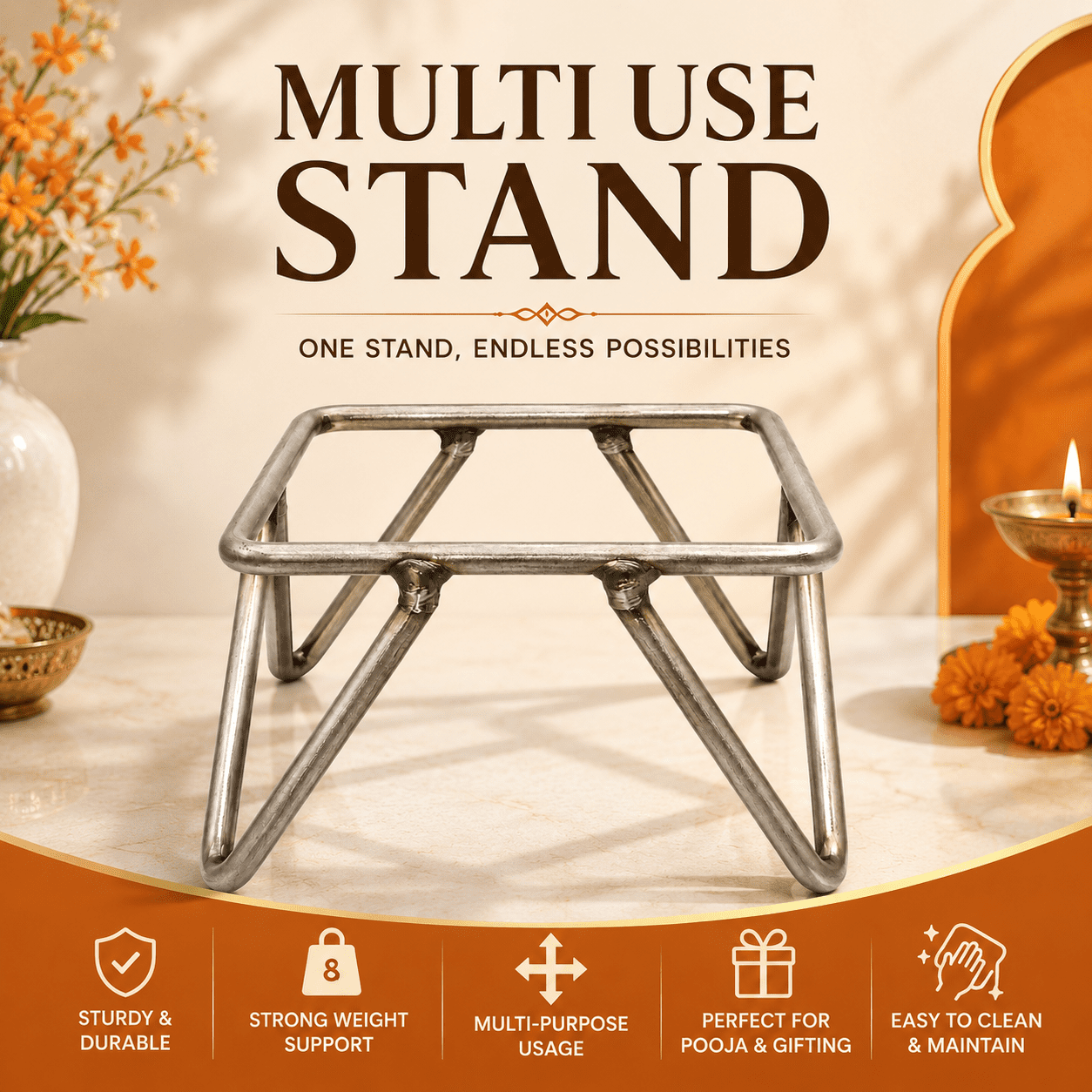 Brass Havan Kund Stand 2.5 Inch BH10584 Brass Havan Kund Stand 2.5 Inch BH10584