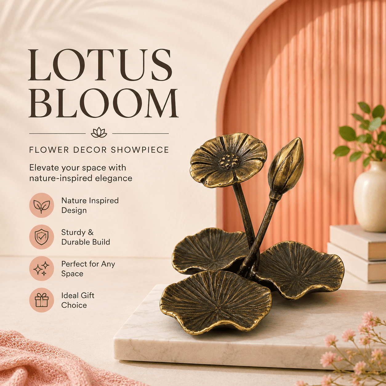Brass flower showpiece 4.8 Inch BH10509 Brass flower showpiece 4.8 Inch BH10509