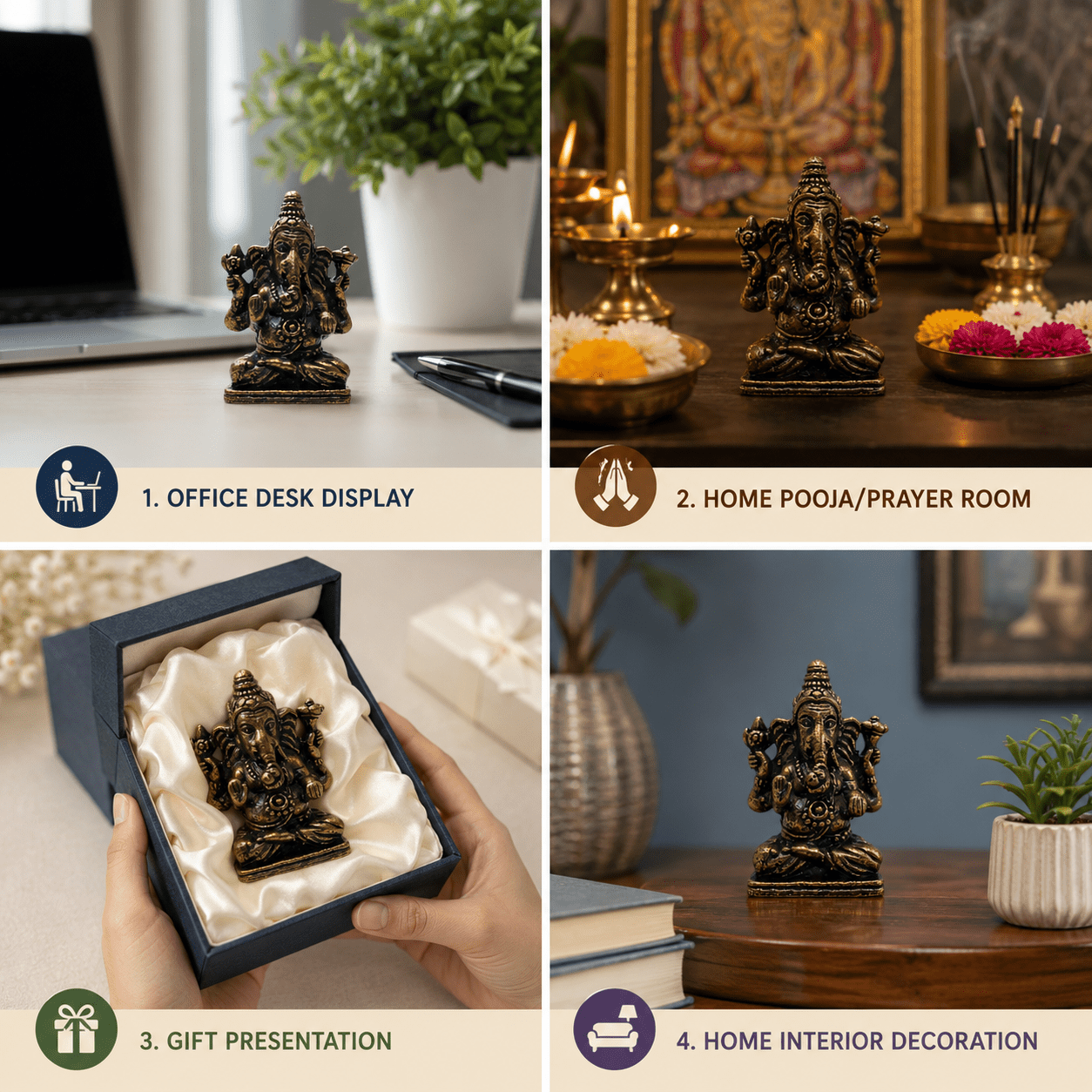 Brass Ganesha 1.1 Inch KBH8562_54 Brass Ganesha 1.1 Inch KBH8562_54