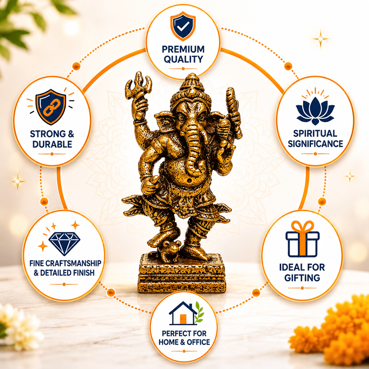 Brass Ganesha 1.4 Inch KBH8562_39 Brass Ganesha 1.4 Inch KBH8562_39