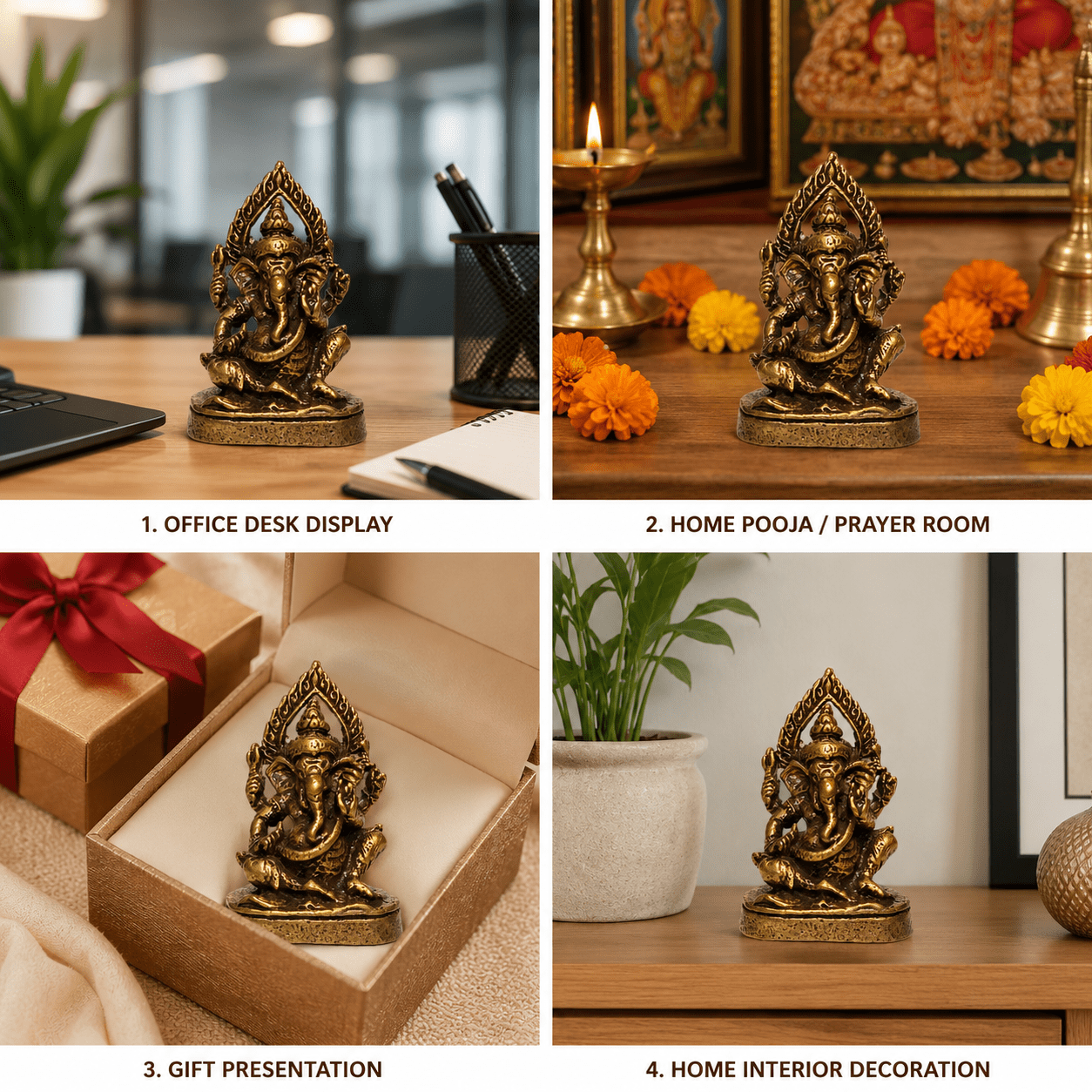 Brass Ganesha 1 Inch KBH8562_52 Brass Ganesha 1 Inch KBH8562_52