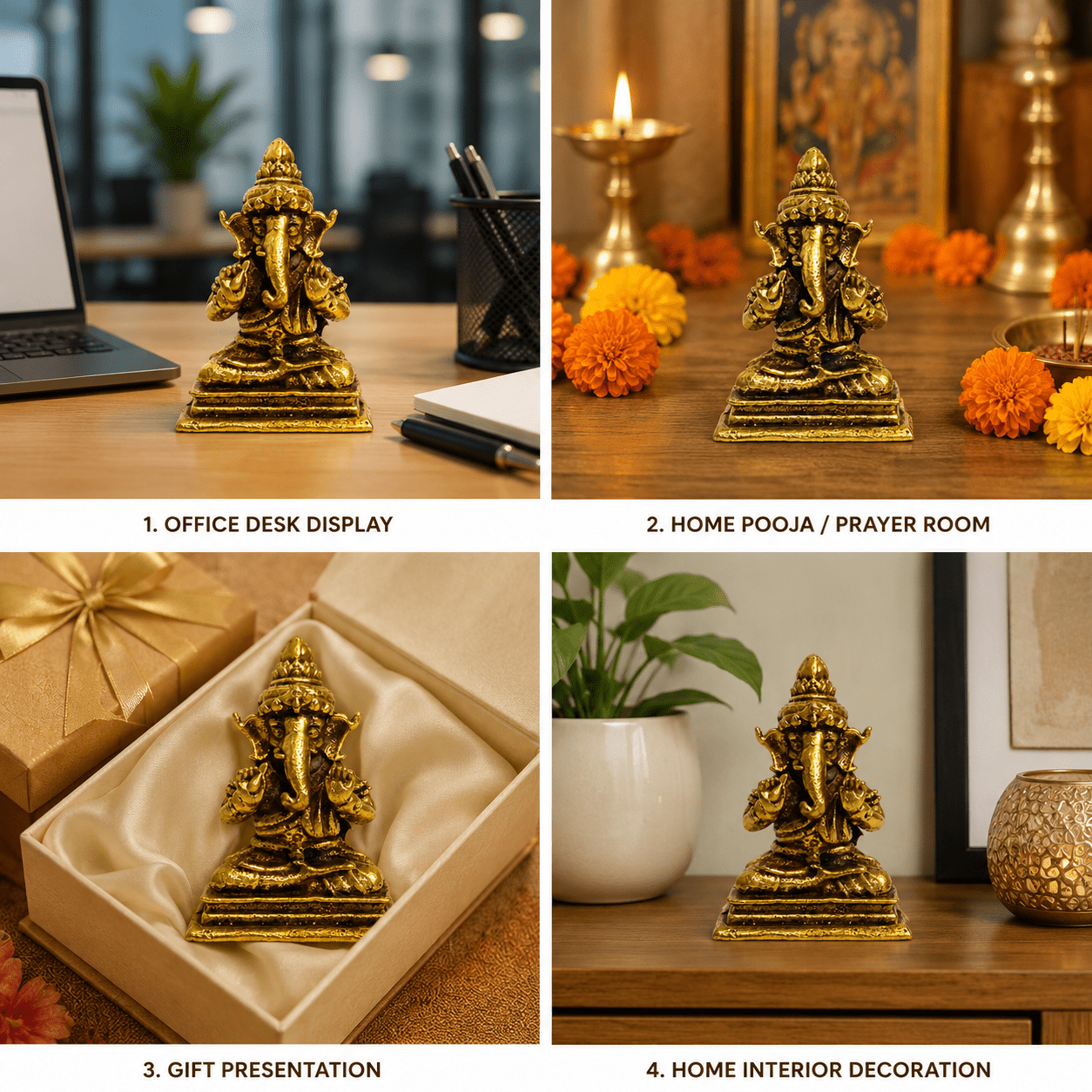 Brass Ganesha 1.2 Inch KBH8562_53 Brass Ganesha 1.2 Inch KBH8562_53