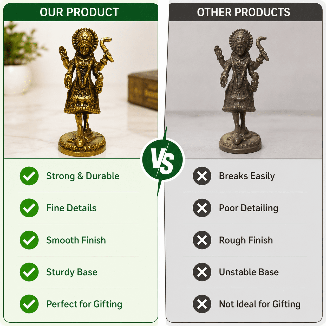 Brass Kali maa 1.3 Inch KBH8562_31 Brass Kali maa 1.3 Inch KBH8562_31