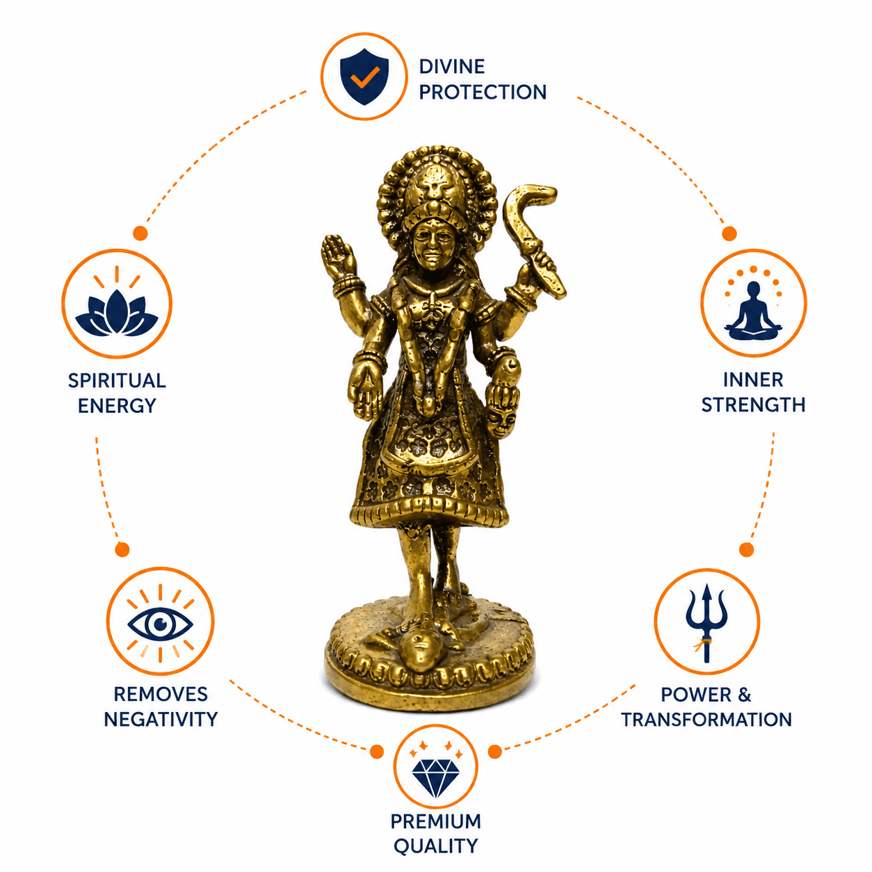 Brass Kali maa 1.3 Inch KBH8562_31 Brass Kali maa 1.3 Inch KBH8562_31