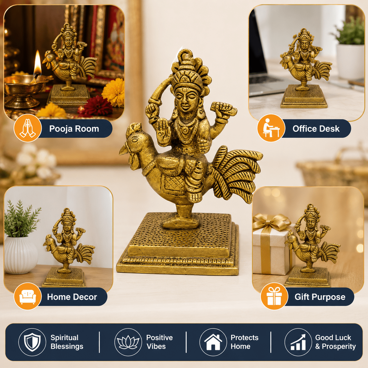 Brass Bahuchar Maa 4.5 Inch BH10678 Brass Bahuchar Maa 4.5 Inch BH10678