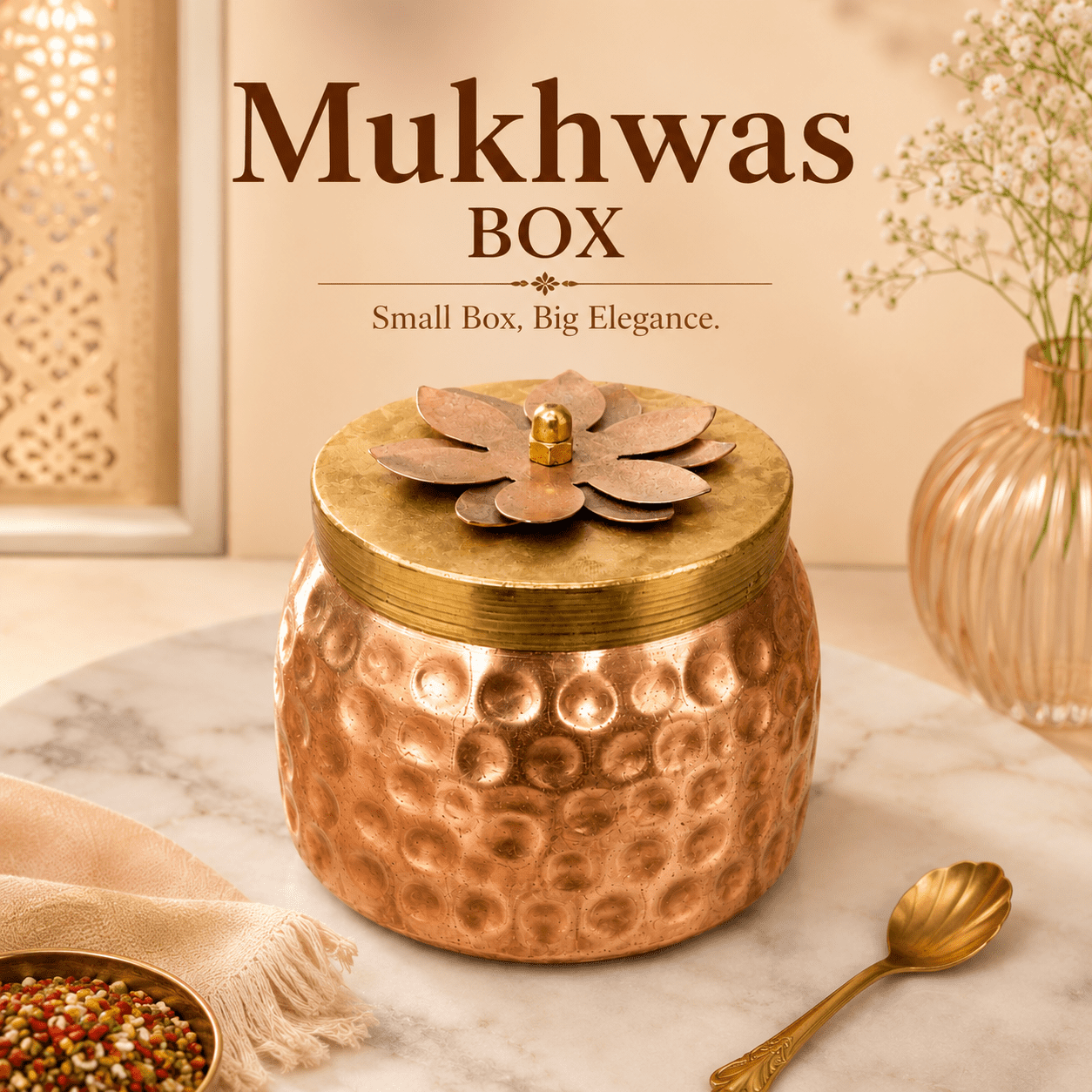 Metal mukhwas box 4.2 Inch BH10642 Metal mukhwas box 4.2 Inch BH10642