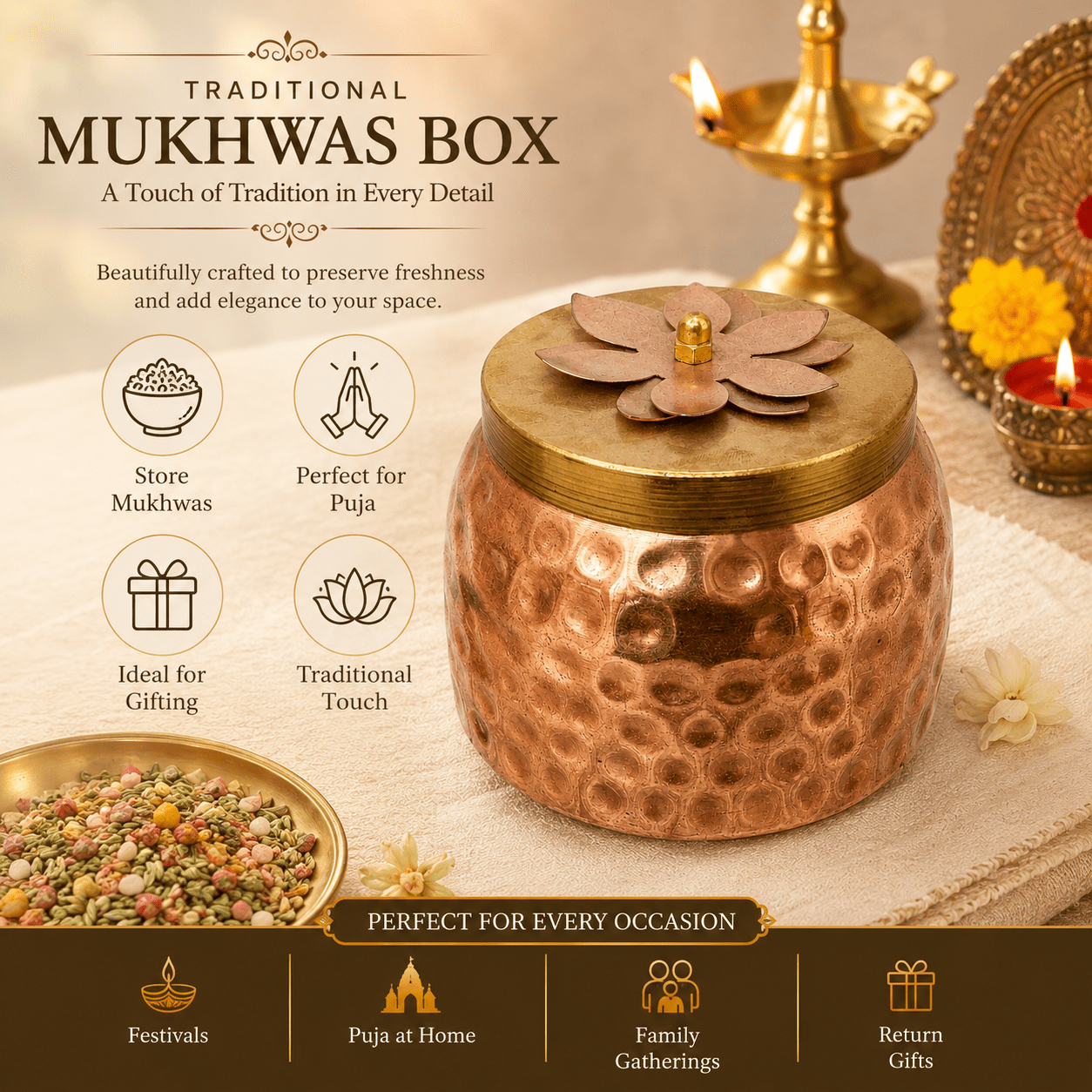 Metal mukhwas box 4.2 Inch BH10642 Metal mukhwas box 4.2 Inch BH10642