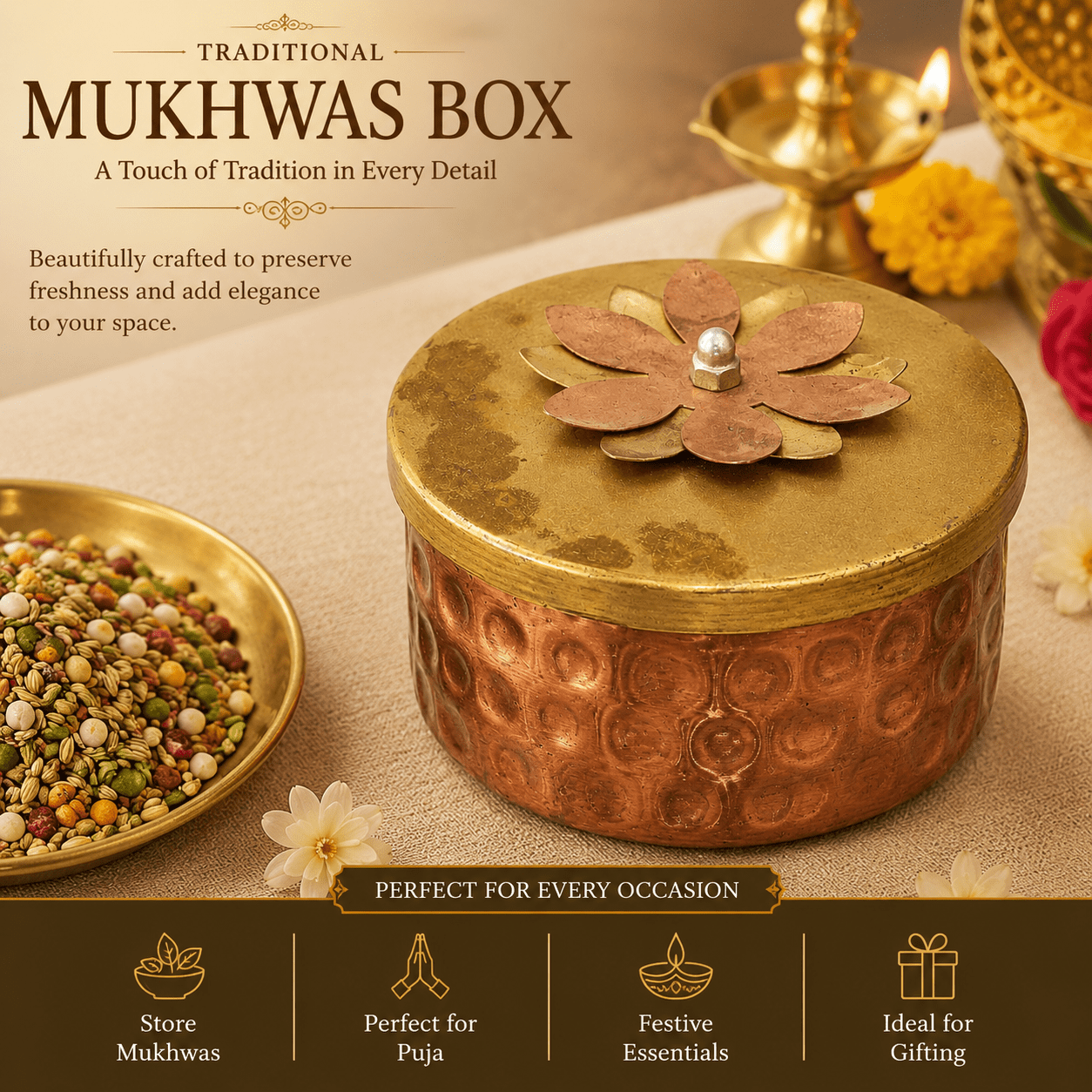 Metal mukhwas box 2.2 Inch BH10643 Metal mukhwas box 2.2 Inch BH10643