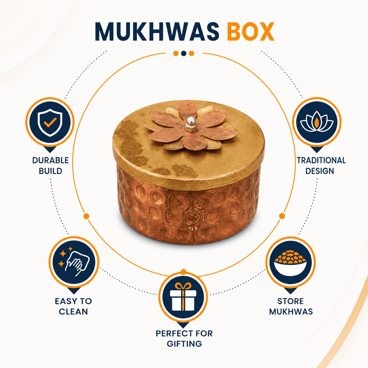 Metal mukhwas box 2.2 Inch BH10643 Metal mukhwas box 2.2 Inch BH10643