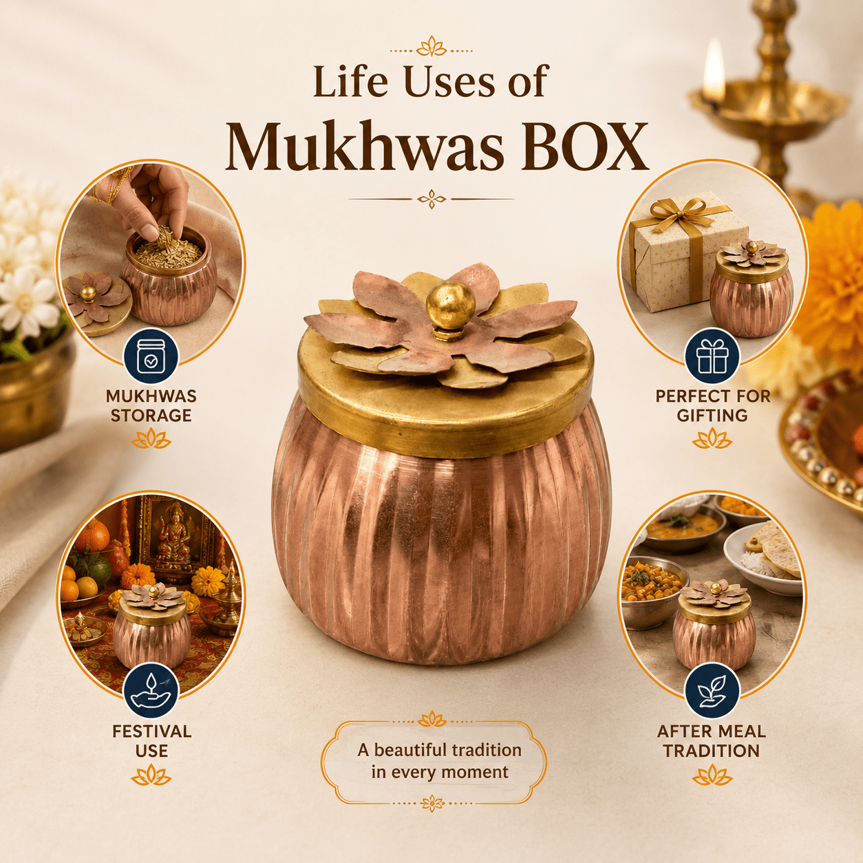 Metal mukhwas box 4 Inch BH10649 Metal mukhwas box 4 Inch BH10649