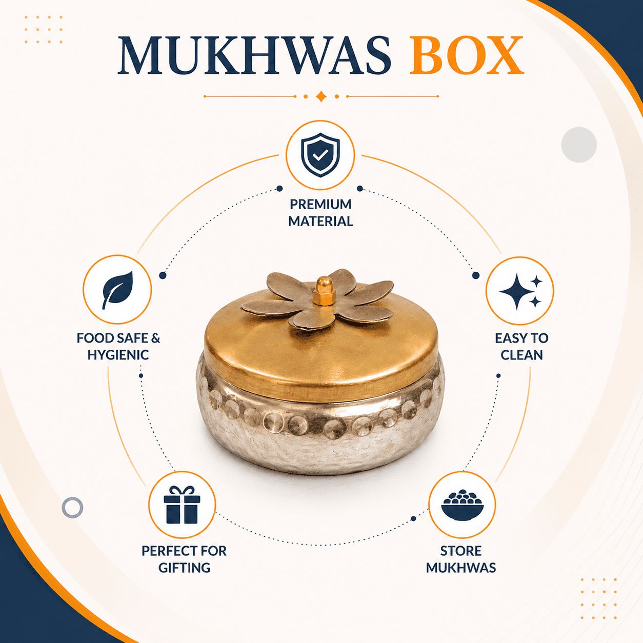Metal mukhwas box 2 Inch BH10644 Metal mukhwas box 2 Inch BH10644